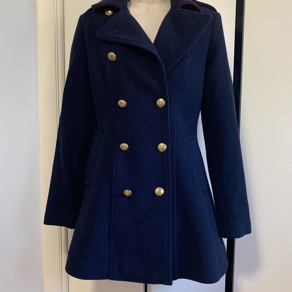 Wool Blend Fitted Military Coat - Picture 4 of 4